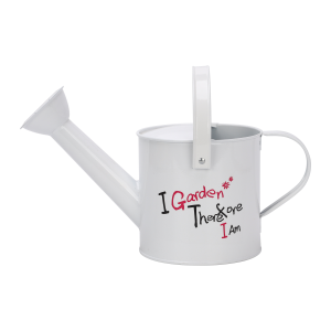 Konewka metalowa 1,2 L, biała z napisem