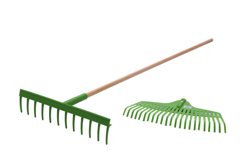 Zestaw KLIK (kolor zielony). Grabie do liści + uniwersalny trzonek. FSC 100%

