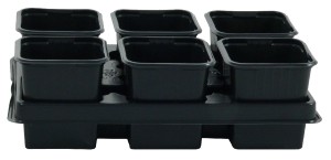 Doniczki prod. kwadrat 6szt.+paletka