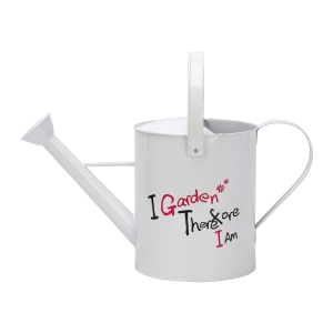 Konewka metalowa 5 L, biała z napisem