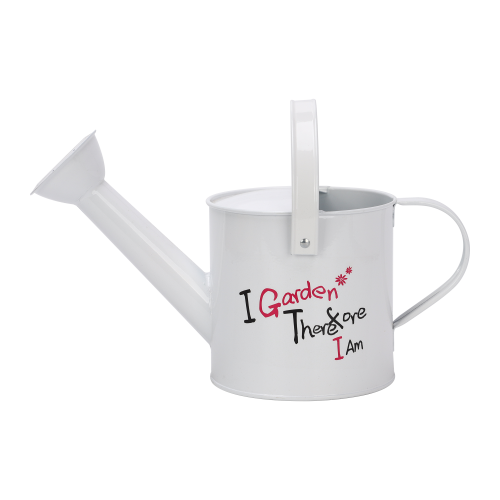 Konewka metalowa 1,2 L, biała z napisem