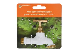 Kran mosiężny biały 1/2"-3/4"
