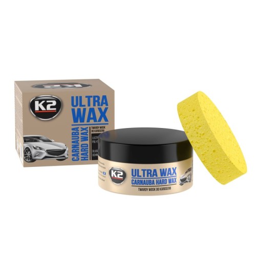 K2 ULTRA WAX 250g + gąbka - do nabłyszczania i konserwacji wszystkich typów lakierów