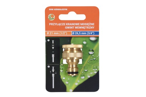 Przyłącze kranowe mosiężne gwint wewnętrzny 1/2"-3/4"