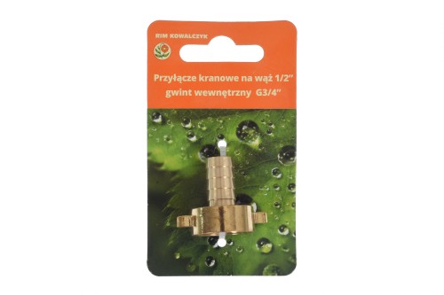 Przyłącze kranowe na wąż 1/2", gwint wewnętrzny 3/4"